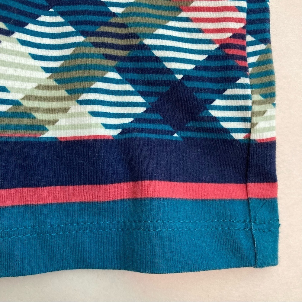 NWT Talbots Cotton Bateau Neck Tee - Diamond Print-3/4 Sleeve-Blue/Red/Green-XS - Picture 5 of 6